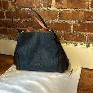 Authentic Coach Bag NWOT (verified) !Adorable casual or fancy Denim & Leather
